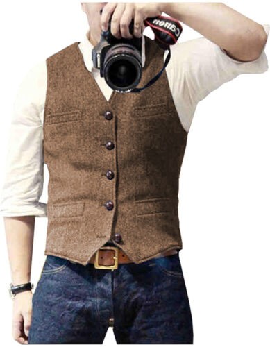 Mens tweed suit vest retro - suit,